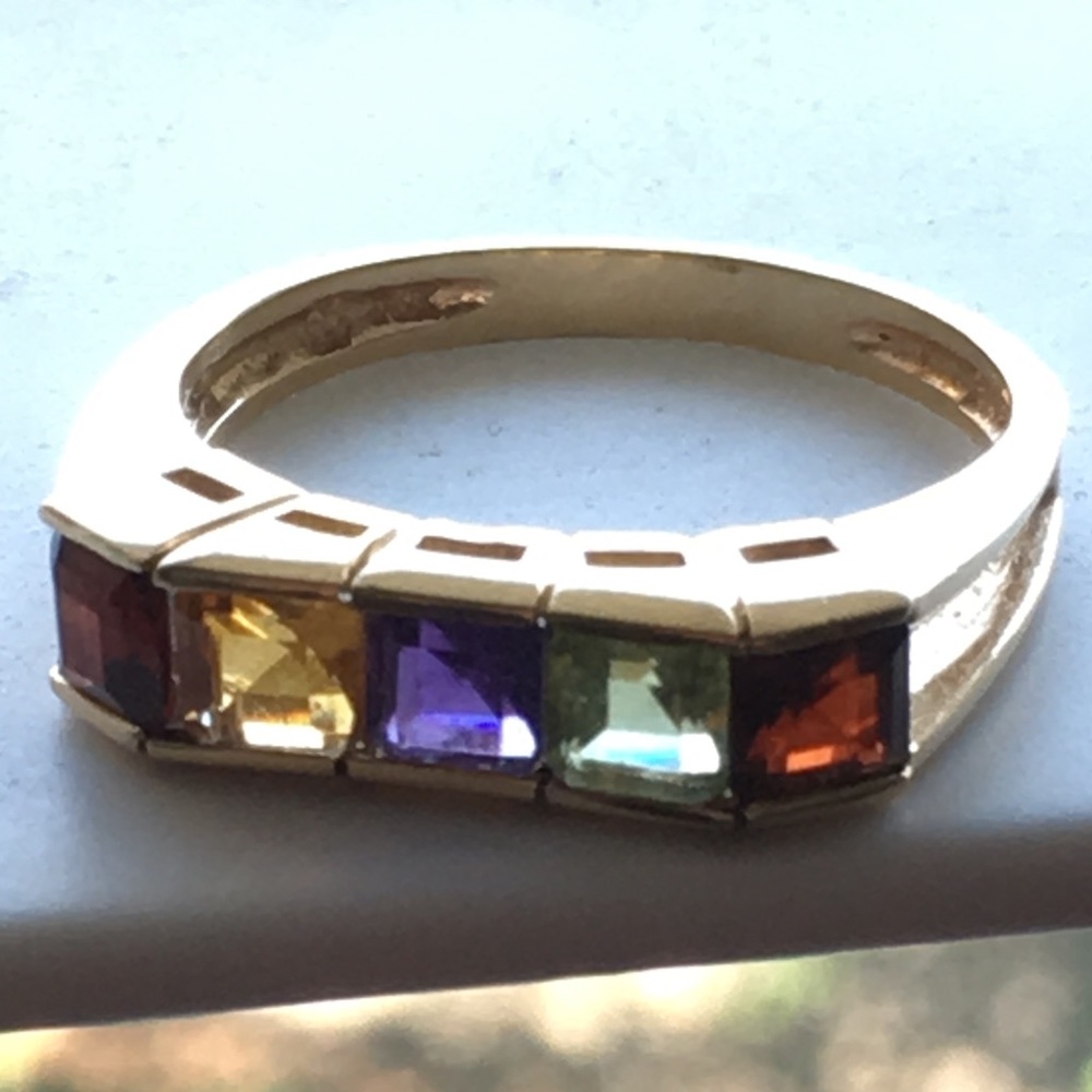 Gold Ring with Multiple Birthstones